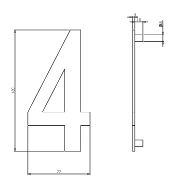 Intersteel huiscijfer nr. 4 150mm rvs - Afbeelding 2