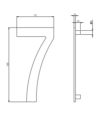 Intersteel huiscijfer nr. 7 150mm rvs - Afbeelding 2