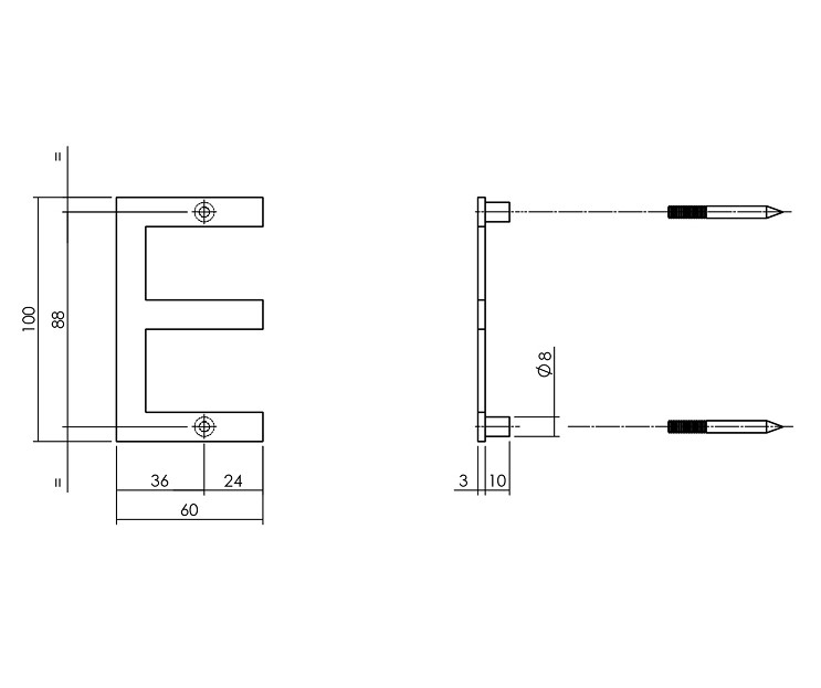 Intersteel huisletter E 100mm rvs - Afbeelding 2