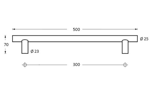 Intersteel set deurgrepen T-vorm 500x70x25 HoH 300 mm rvs - Afbeelding 2