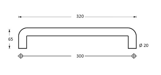 Intersteel deurgreep U-vorm 320x65x20 HoH 300 mm rvs - Afbeelding 2
