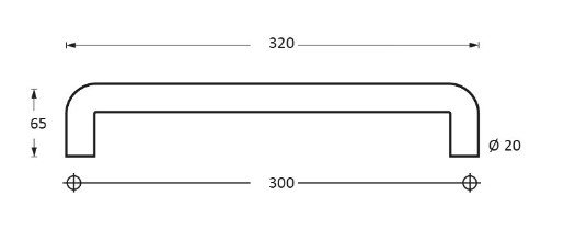 Intersteel set deurgrepen U-vorm 320x65x20 HoH 300 mm rvs - Afbeelding 2