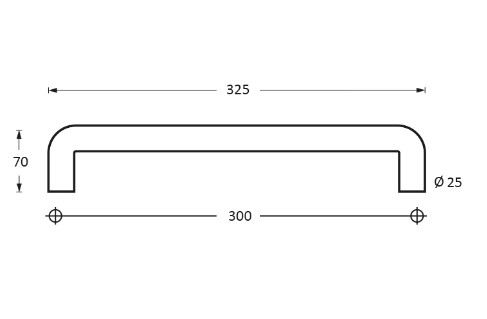 Intersteel deurgreep U-vorm 325x70x25 HoH 300 mm rvs - Afbeelding 2