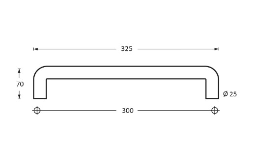 Intersteel set deurgrepen U-vorm 325x70x25 HoH 300 mm rvs - Afbeelding 2