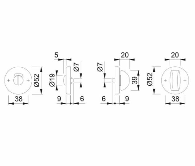 WC-rozet rond 53mm aluminium Hoppe