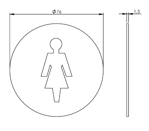 Intersteel Pictogram zelfklevend rond WC dames rvs - Afbeelding 2