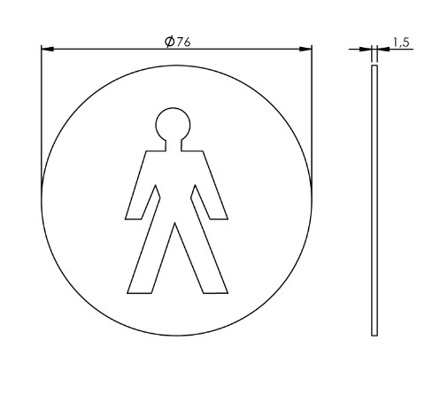 Intersteel Pictogram zelfklevend rond WC heren rvs - Afbeelding 2