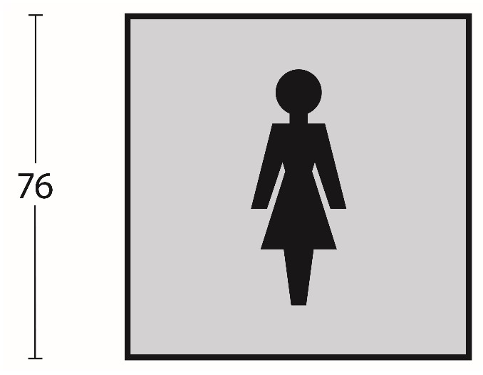 Intersteel Pictogram zelfklevend vierkant 76x76 WC dames rvs - Afbeelding 2