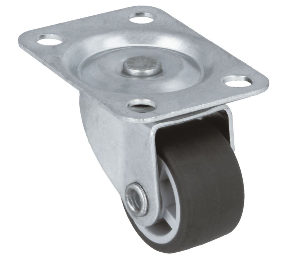 Meubelwiel zwenk rubber 25mm