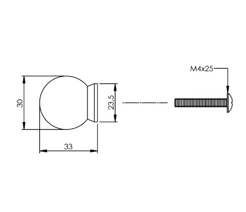 Intersteel knop bolrond achterplaat Ø30mm rvs - Afbeelding 2