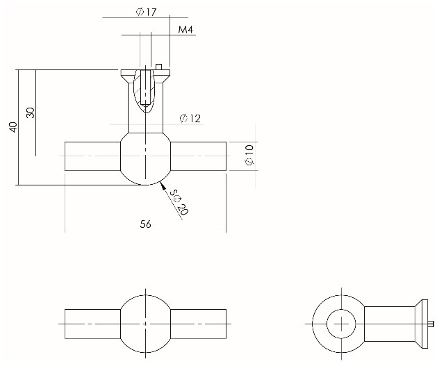 Intersteel knop T-vorm 20mm recht rvs Intersteel - Afbeelding 2