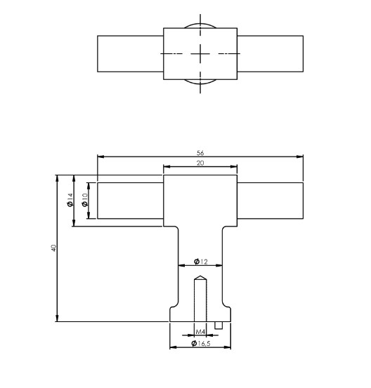Intersteel knop T-vorm 20mm recht/recht rvs Intersteel - Afbeelding 2