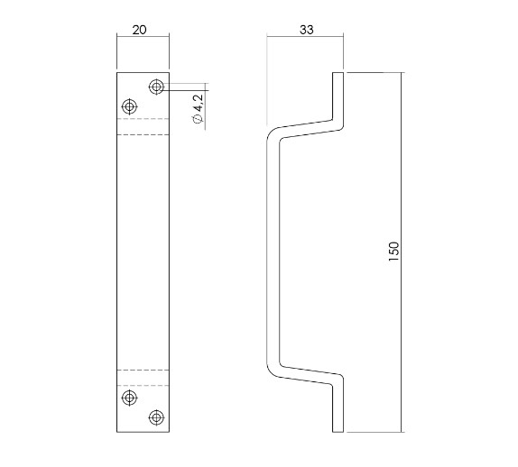 Intersteel handgreep 150mm aluminium F1 - Afbeelding 2