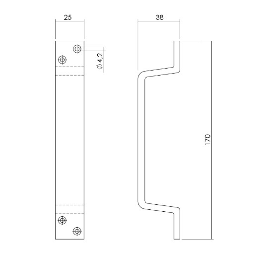 Intersteel handgreep 170mm aluminium F1 - Afbeelding 2