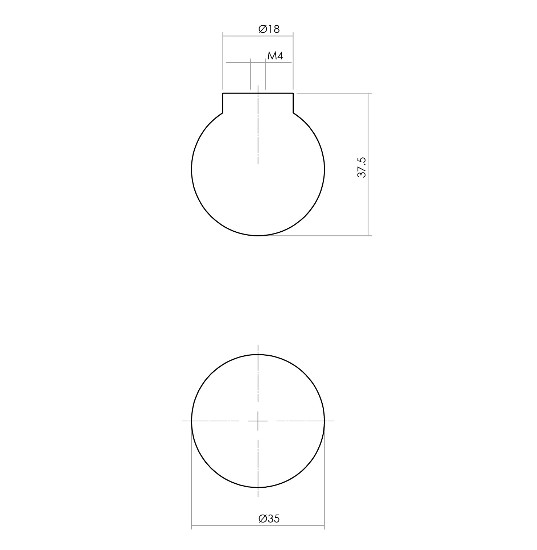 Intersteel knop 18/35mm bolrond essenhout - Afbeelding 2