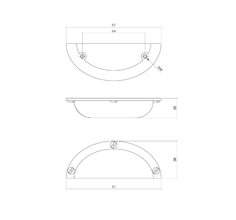 Intersteel Komgreep 64/97mm ijzer grijs - Afbeelding 2