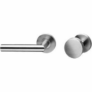 Intersteel Knop/kruk garnituur links recht hoek 90° + PC-plaatjes rvs