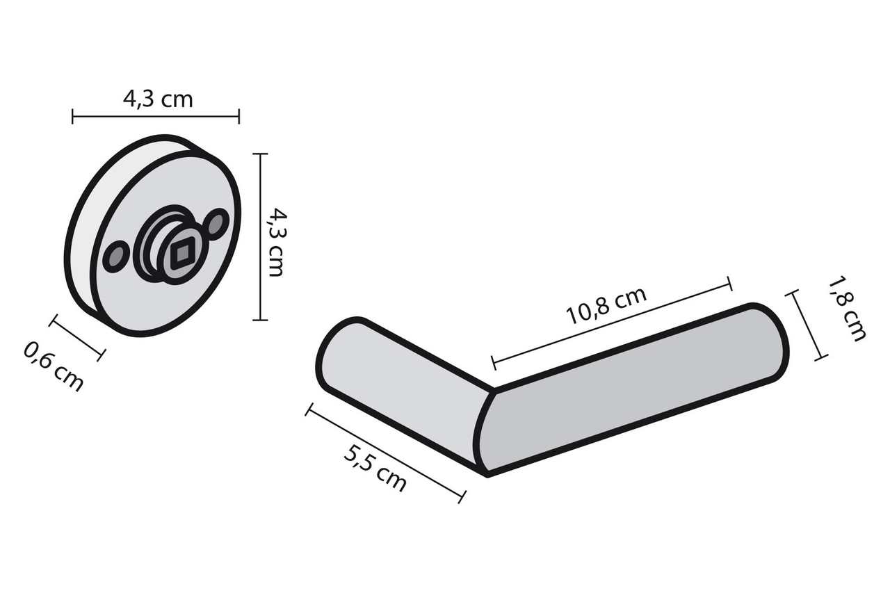 Deurklink Impresso Swindon op vierkant rozet chroom/zwart - Afbeelding 2
