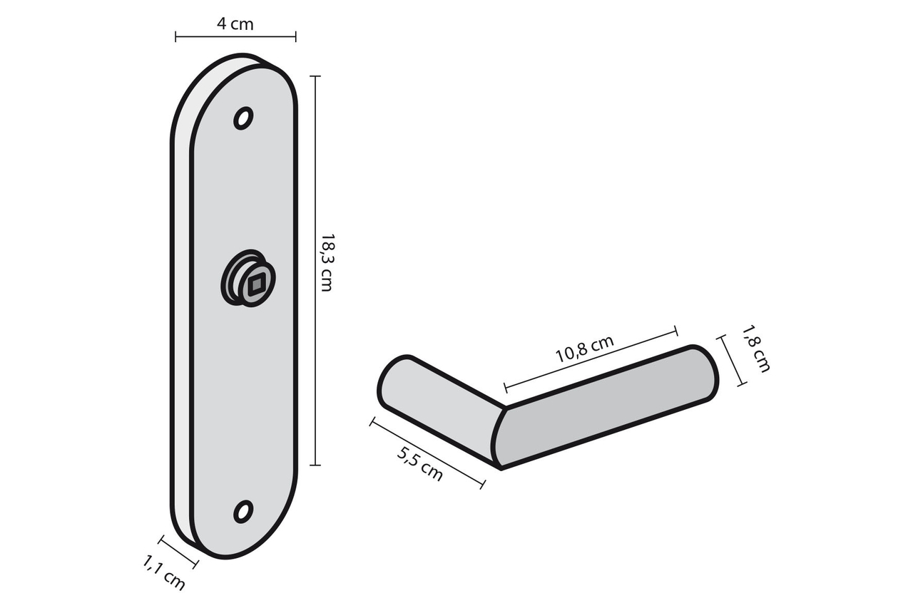 Deurklink Swindon op schild WC63 chroom/zwart - Afbeelding 2