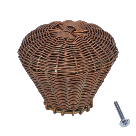 Knop fijngevlochten roodbrons 35 mm