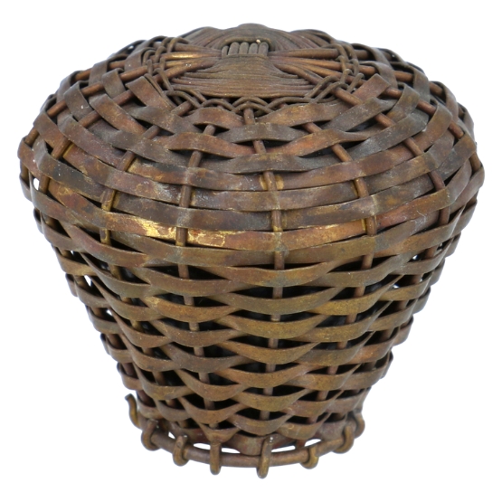 Knop grof gevlochten brons antiek 44 mm