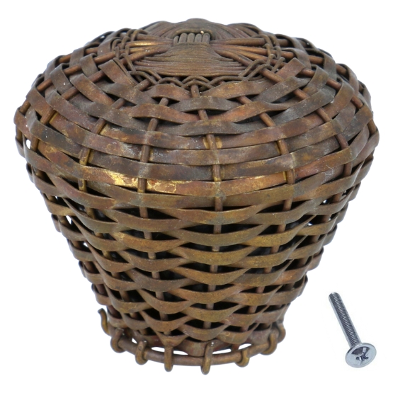 Knop grof gevlochten brons antiek 44 mm