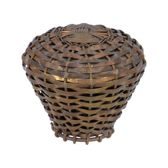 Knop grof gevlochten brons antiek 35 mm