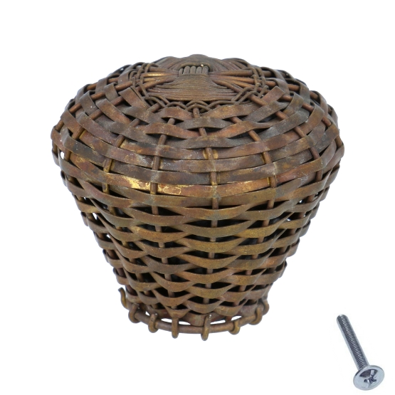 Knop grof gevlochten brons antiek 35 mm