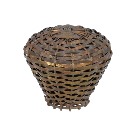 Knop grof gevlochten brons antiek 30 mm