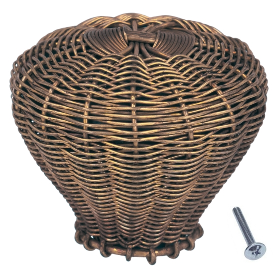 Knop fijn gevlochten brons antiek 44 mm