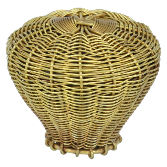 Knop fijngevlochten, geel messing, diam. 44 mm