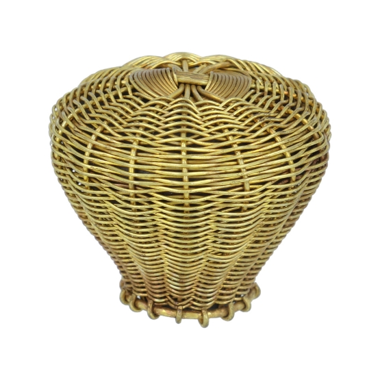 Knop fijn gevlochten, geel messing, diam. 35 mm