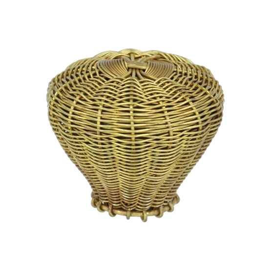 Knop fijn gevlochten, geel messing, diam. 30 mm