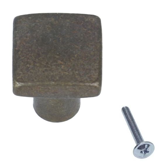Knop vierkant brons antiek 24 x 24