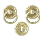 Set ringbeslag geelmessing met massieve ring