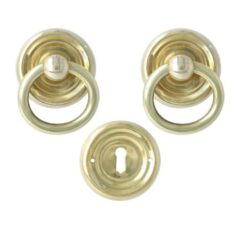 Set ringbeslag geelmessing met massieve ring