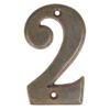 Cijfer 2, klein, brons antiek