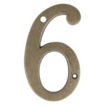 Cijfer 6, groot, brons antiek