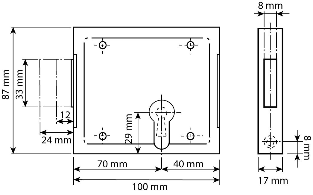 DX Oplegslot kelderslot met sleutels doornmaat 70 mm - Afbeelding 2