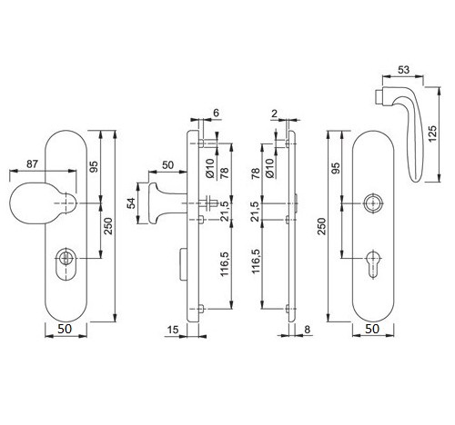 Hoppe veiligheidsbeslag PC72 SKG3 met kerntrekbeveiliging knop/kruk - Afbeelding 2
