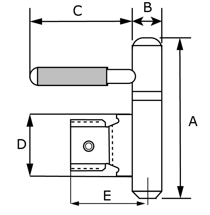 DX Inboorpaumelle voor houten deuren en metalen metselkozijnen satijn verchroomd - Afbeelding 2