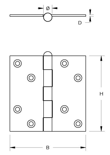 Scharnier 89x89 mm rechte hoek losse pen staal verzinkt - Afbeelding 2