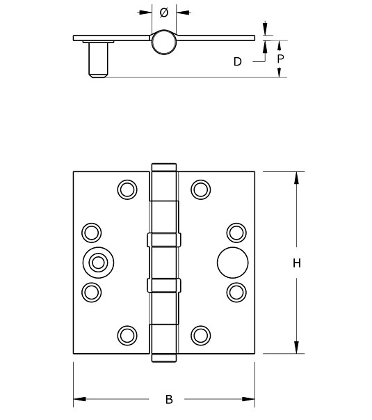 DX Kogellagerscharnier 76x76 mm rechte hoek SKG2 rvs - Afbeelding 2