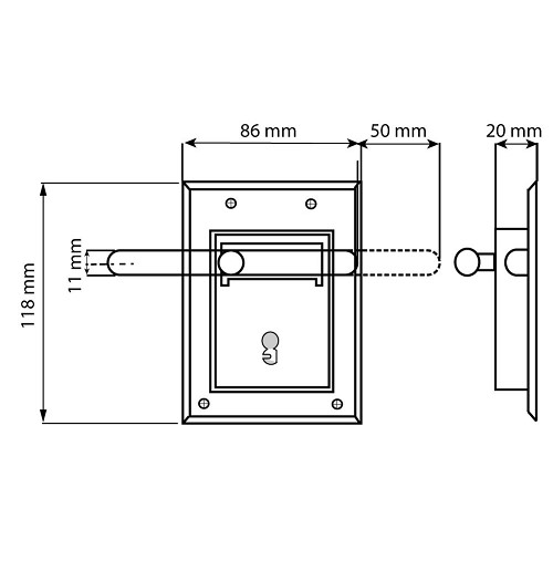 DX Oplegslot grendelslot verzinkt - Afbeelding 2