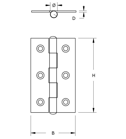 DX Scharnier blank verzinkt 70x51 mm - Afbeelding 2