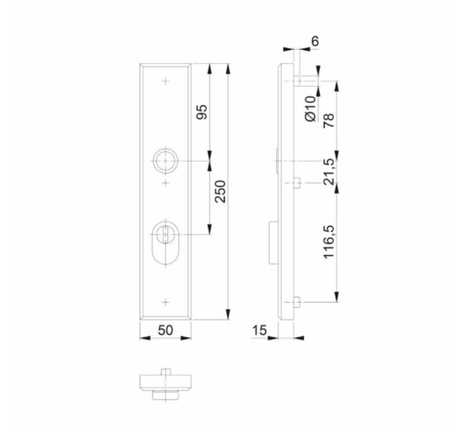 Veiligheidsschild PC55 met kerntrekbeveiliging Hoppe SKG3 - Afbeelding 2
