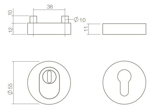 Intersteel SKG3 veiligheid-rozet + kerntrekbeveiliging nikkel mat - Afbeelding 2