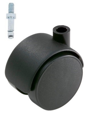Meubelwiel Zwart Hard 40 mm Stift M8