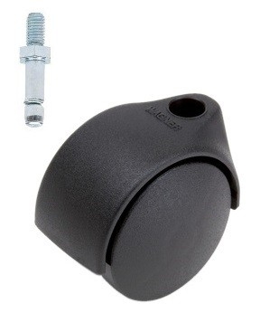Meubelwiel Zwart Kunststof 40 mm Stift M10