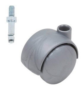 Meubelwiel Zilver Kunststof 35 mm Stift M10